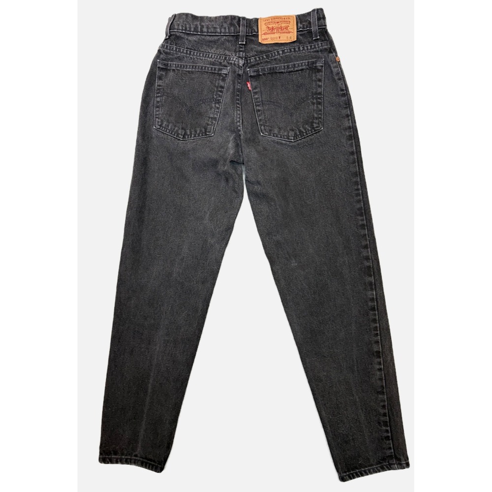 Levis 550 Vintage Made in USA Relaxed Tapered High Rise Black Jeans Size 9 Short